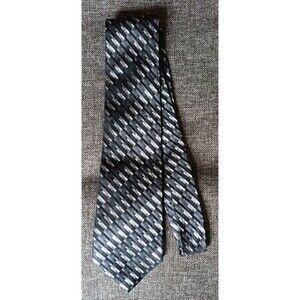 Tie 70s 80s 90s Y2K Mens Statements Gray Black 3.75 Wide 59 Long